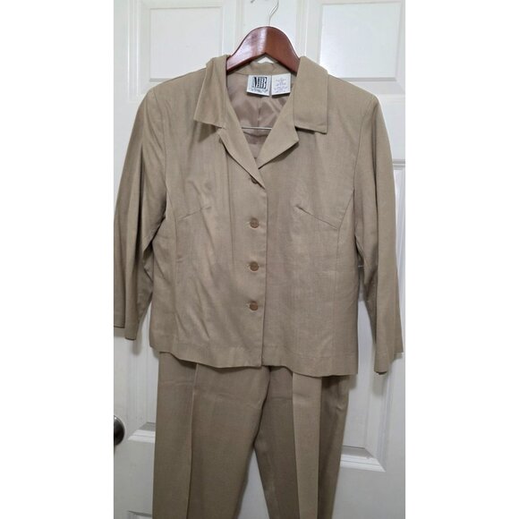 VTG Mixed Blues Women's Beige Two-Piece Pant Suit Professional Offices Size 11 C - Picture 2 of 8